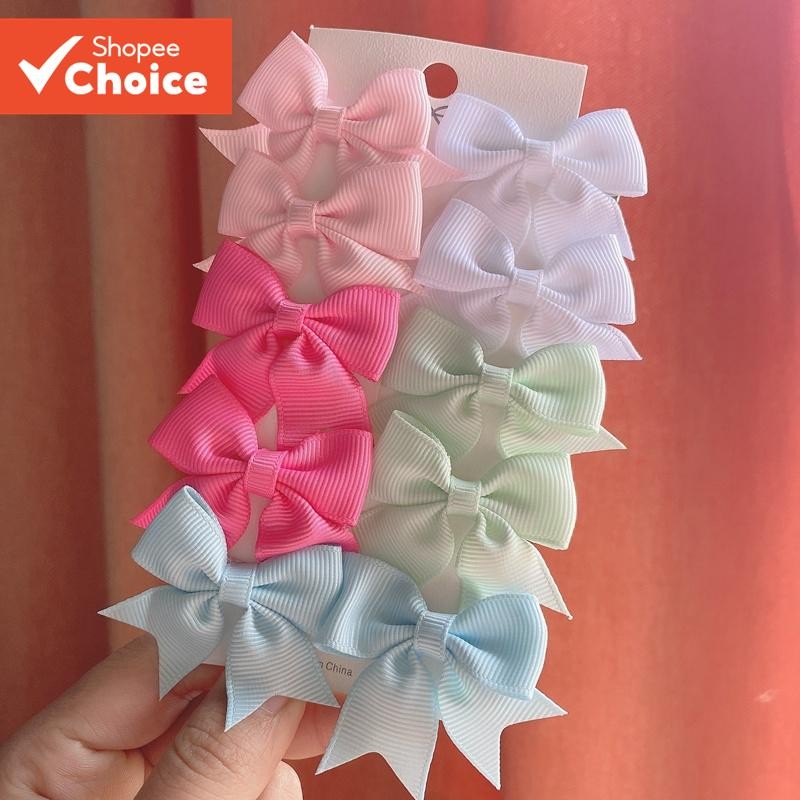 Mini Laços De Cabelo De Fita Para Meninas-Gorgorão Doce 10 Grampos , Presilhas Boutique Antiderrapantes Crianças E