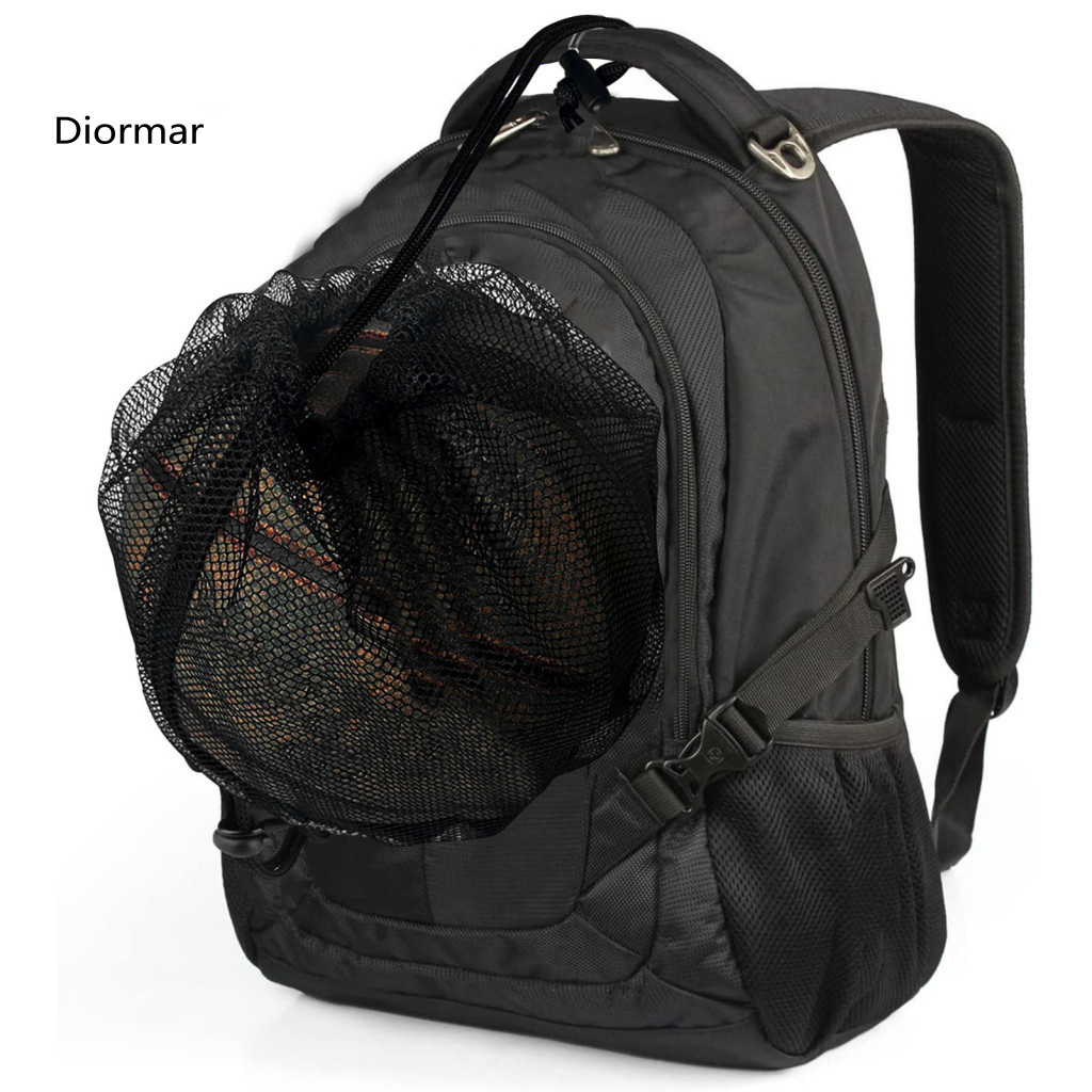 Volleyball Storage Pouch Multi-pocket Ball Capacity Mesh Bag with Drawstring Sling – Durable Wear-resistant Carrying f