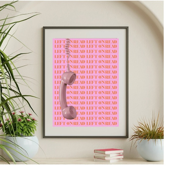 Quadros decorativos Estiloso Rosa Telefone à esquerda na leitura Cotações Posters, Pool Party, Girl (1 peça)