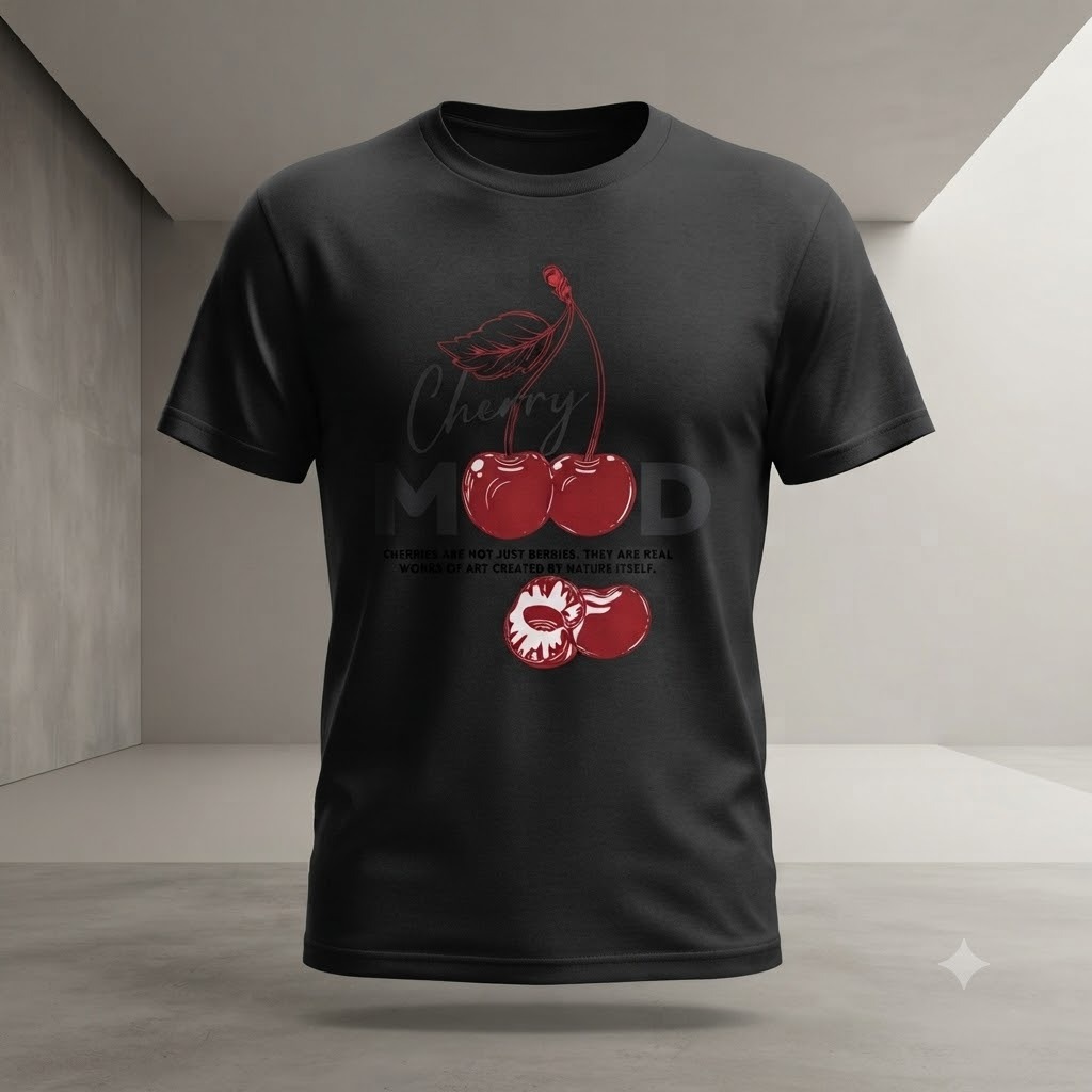 Camiseta Cherry Mood Cerejas Estampa Exclusiva Feminina Casual Streetwear