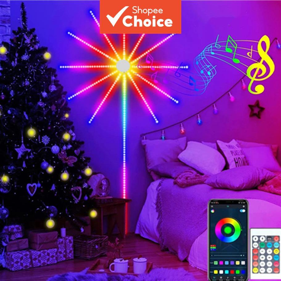 SAIMILI RGBIC Firework LED Strip Light Music Sync APP USB Para Quarto Festa De Natal
