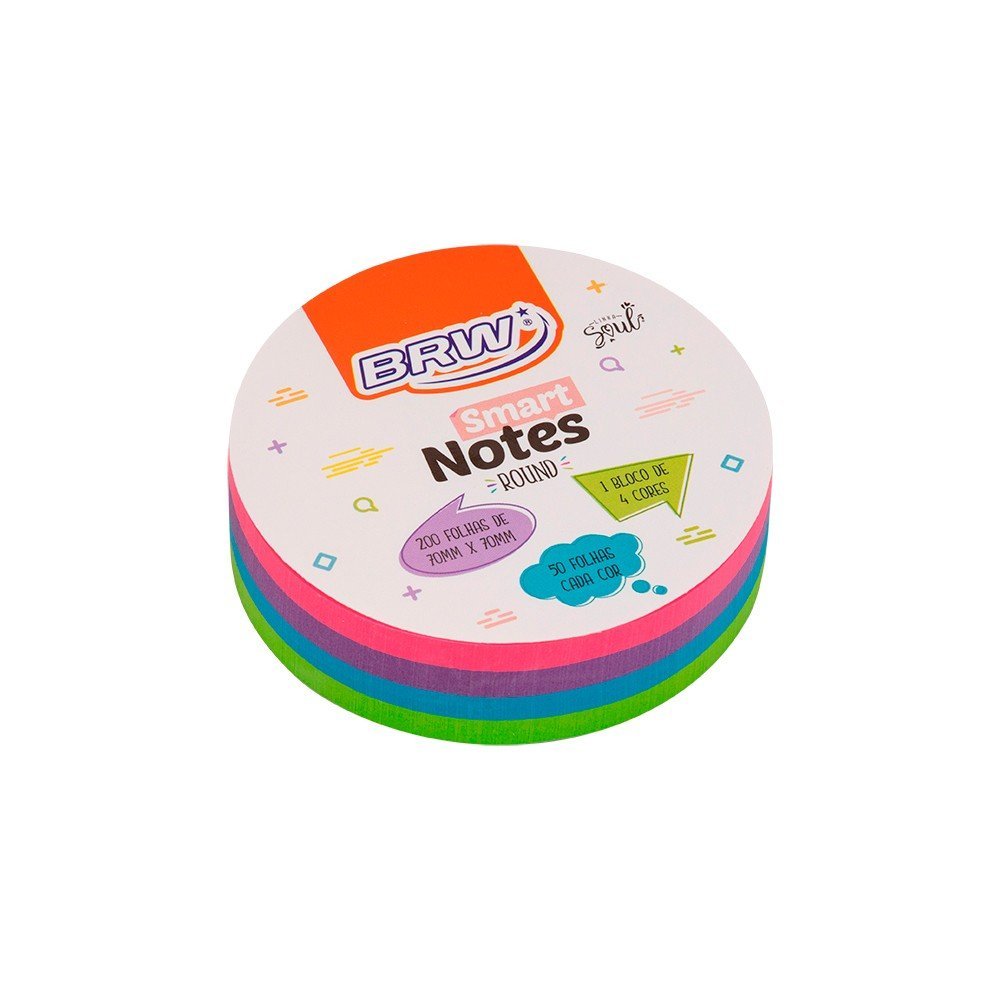 BLOCO SMART NOTES ROUND 70MM X 70MM BRW
