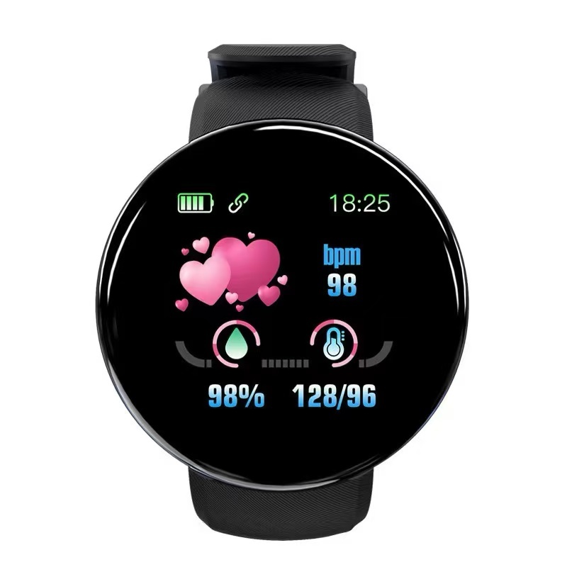 O Novo Pedômetro D18 Tela Colorida Monitoramento Da Frequência Cardíaca E Pressão Arterial Smart Bracelet Round Health E