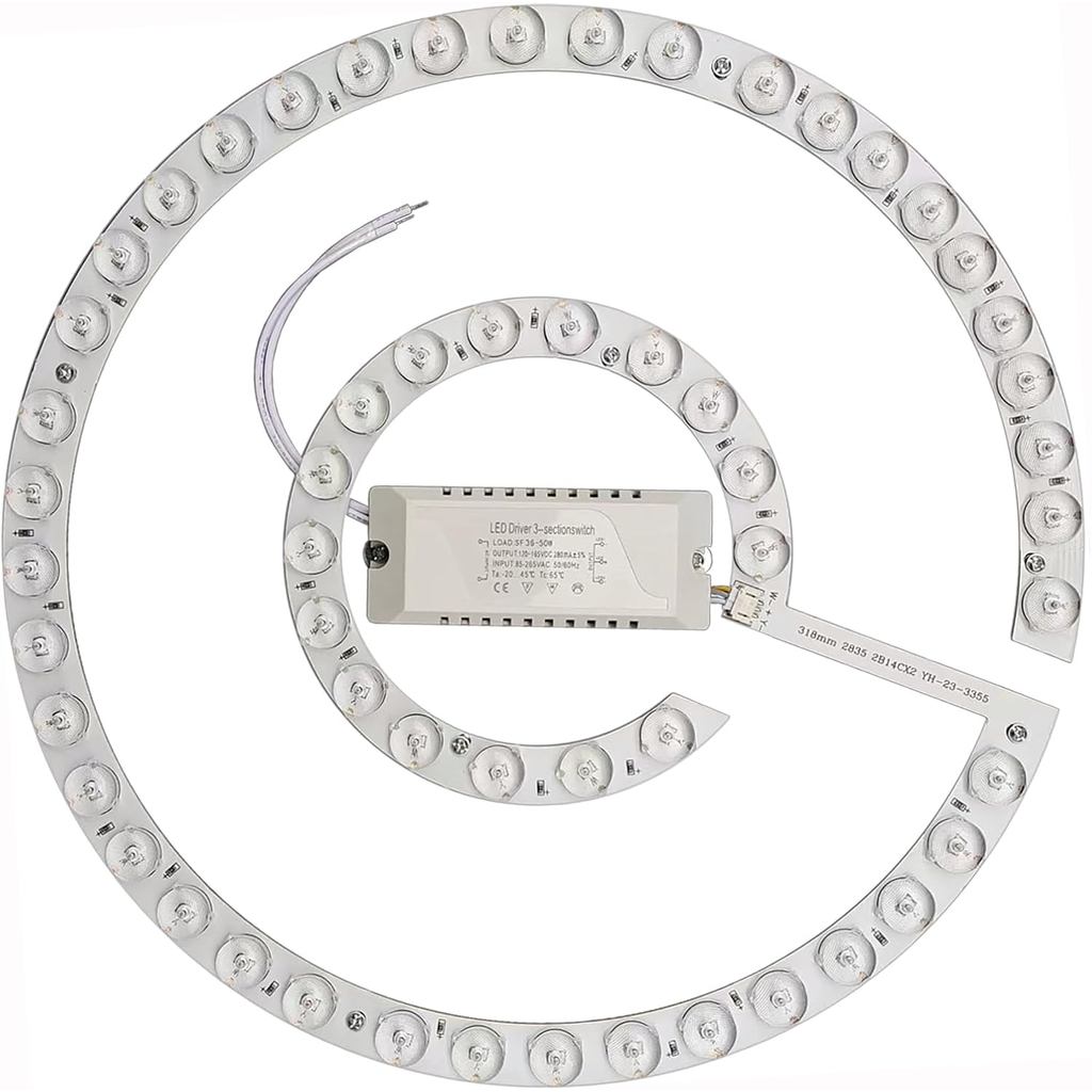 Ventilador de Teto LED de 45W com Iluminação Embutida, Kit de Substituição para Luminária de Painel, 3CCT 3000K/4500K/60