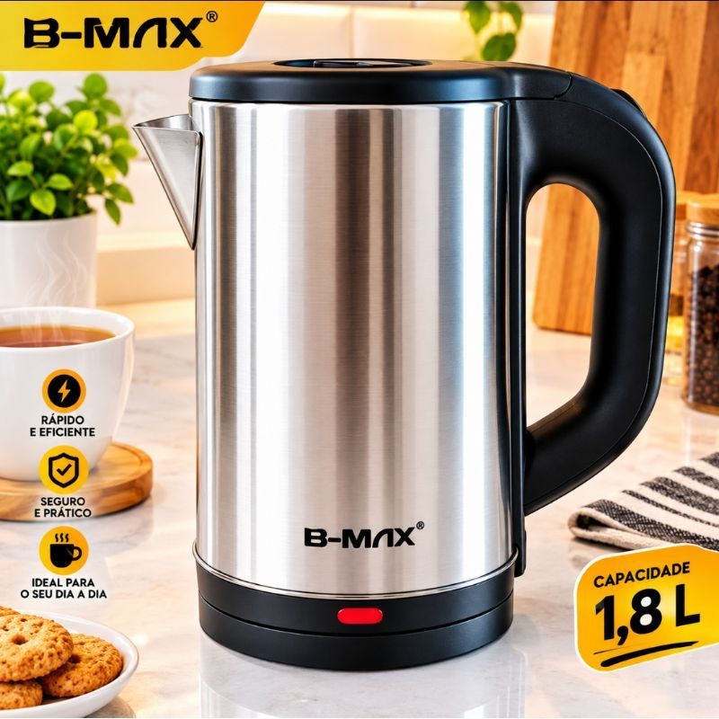 Chaleira Elétrica Inox 1.8 Litros Com Filtro Base Giratória 360 Jarra Elétrica Inoxidável Café Chá Chimarrão 110V/220V