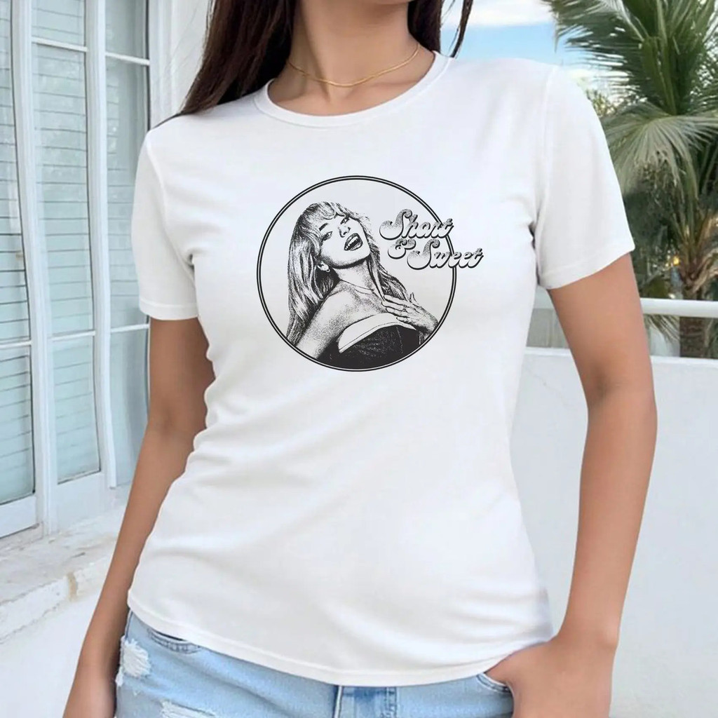 Camiseta Sabrina Carpenter Short N Sweet Pop Star Camisa 100% Algodão