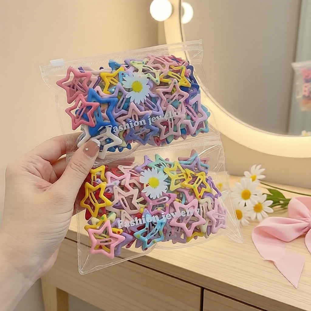 Conjunto de Grampos de Cabelo Sweet Star 50/100 unidades, Grampos de Cabelo Laterais da Moda para Mulheres