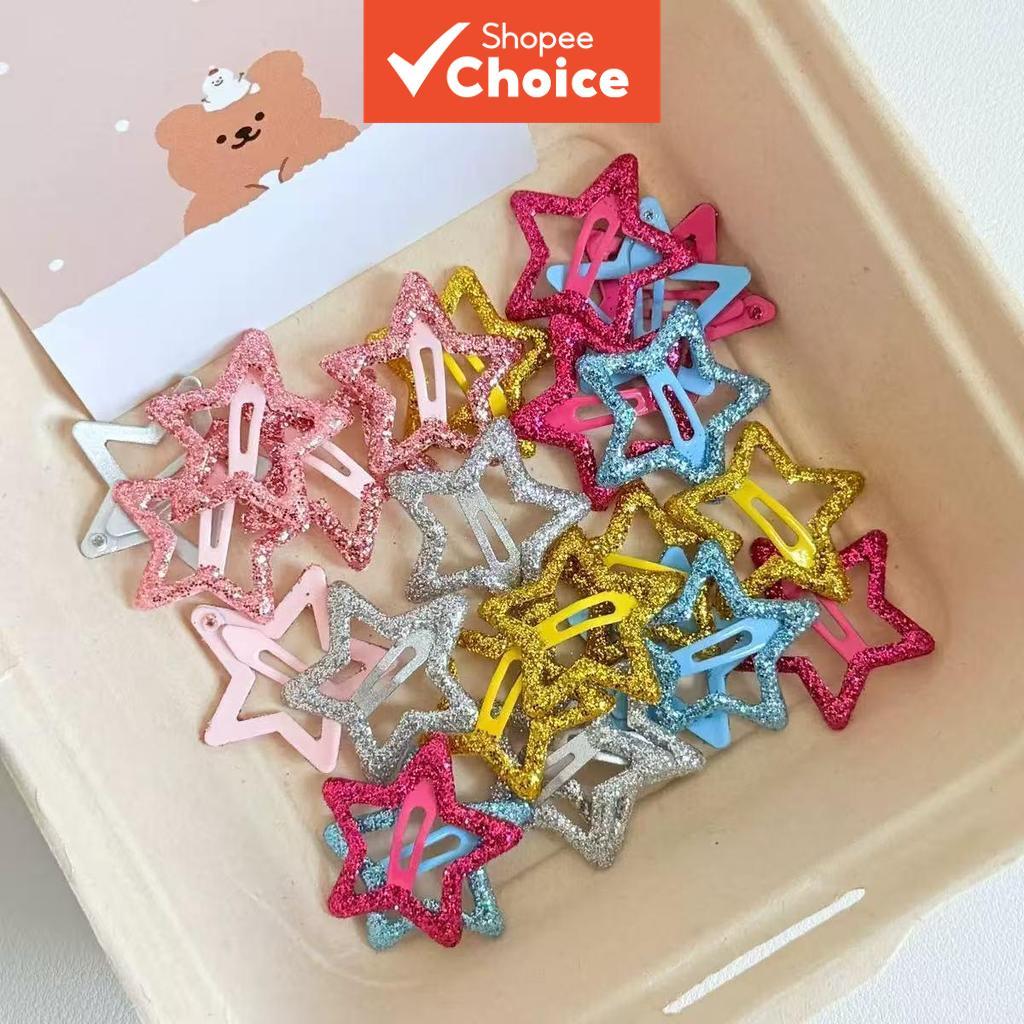 Grampos De Cabelo Coloridos Glitter Star Sweet Bb Para Franjas Laterais E Flyaways
