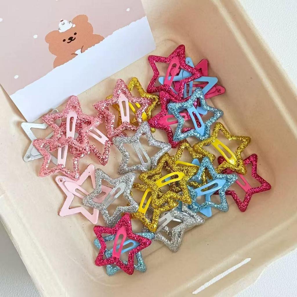 Grampos De Cabelo Coloridos Glitter Star Sweet Bb Para Franjas Laterais E Flyaways
