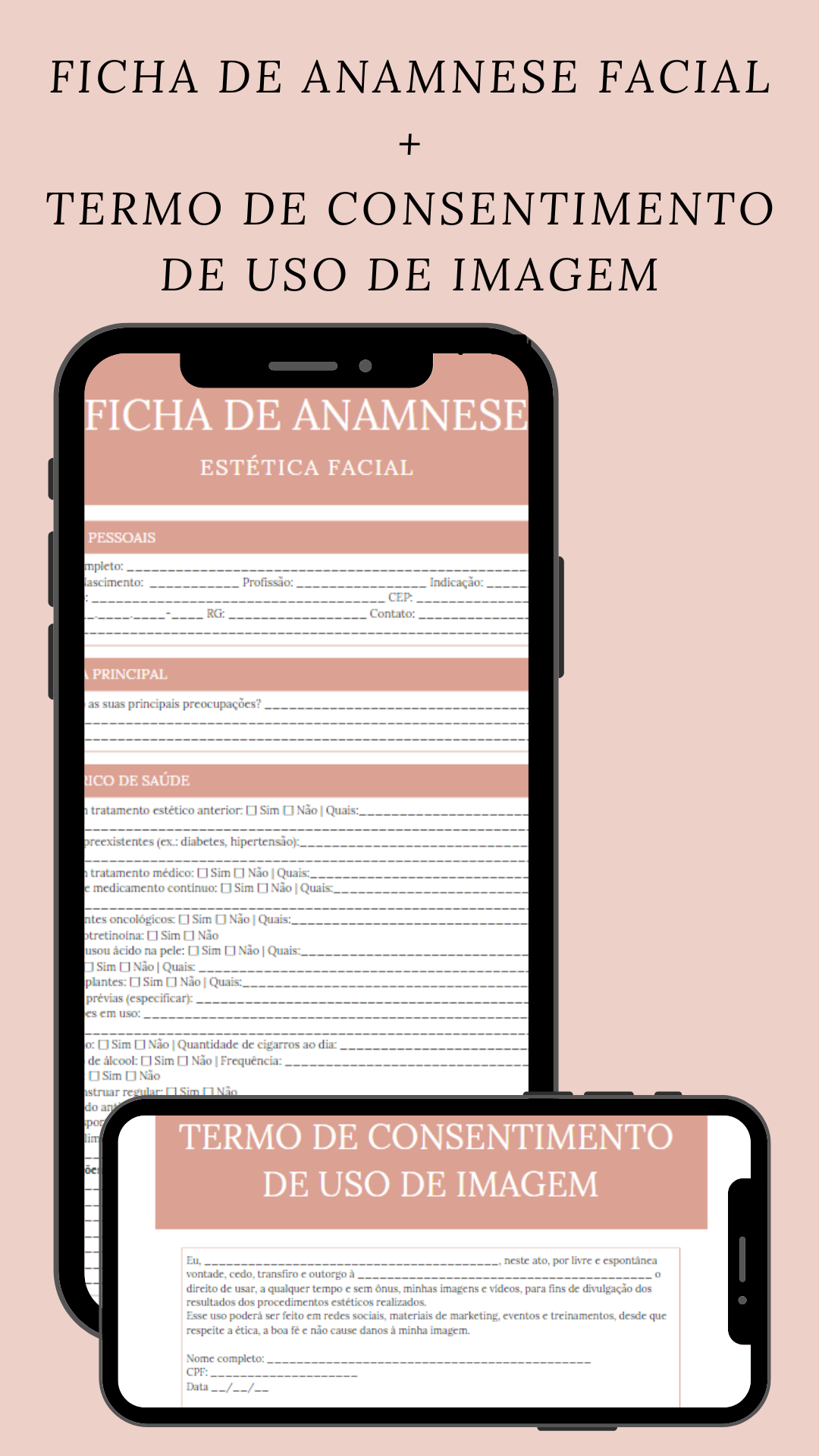 Ficha de Anamnese Estética Facial + Termo de Consentimento de Uso de Imagem