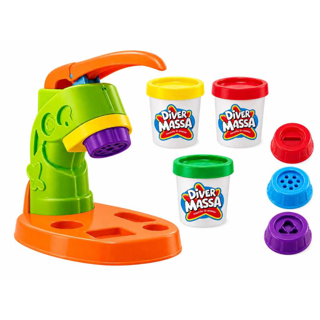 Diver Massa Mister Massas  Com 3 Potes e Cores e Forminhas ( Bicos ) Diferentes