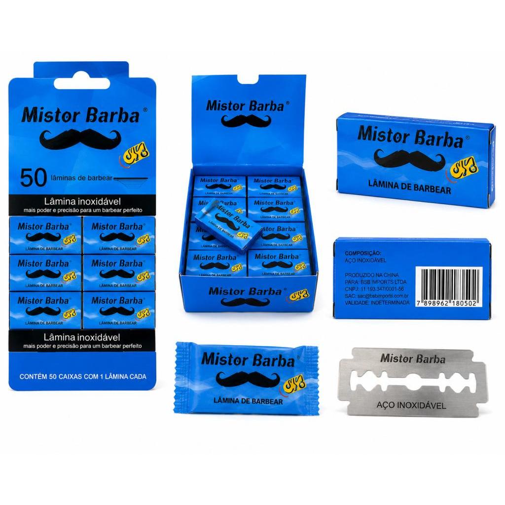 Kit 150 Laminas De Barbear Inoxidáveis - Mister Barba