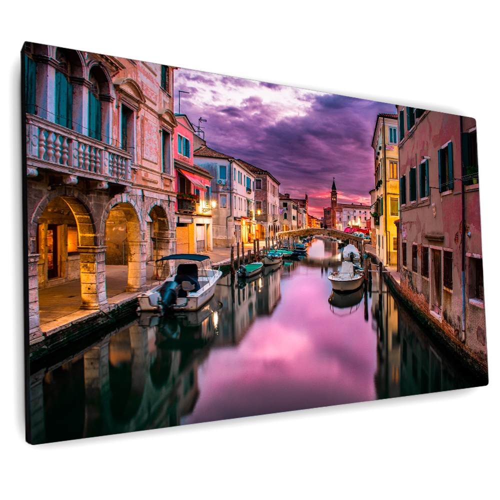 Quadro decorativo para sala fim de tarde em Veneza. paisagem realista em tela acetinada. pronto para prendurar.