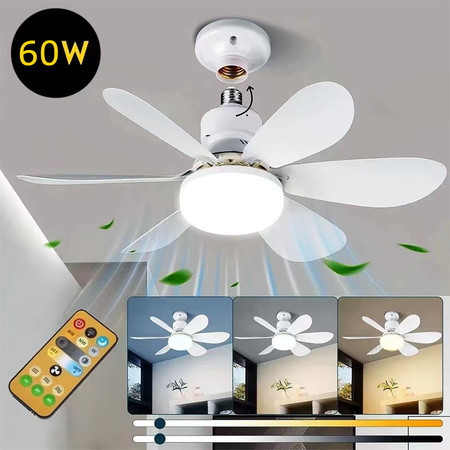 60W 42CM LED Ceiling Fan – Quiet, 6 Blades, Remote Control, Integrated Lighting for Living Room and Bedroom