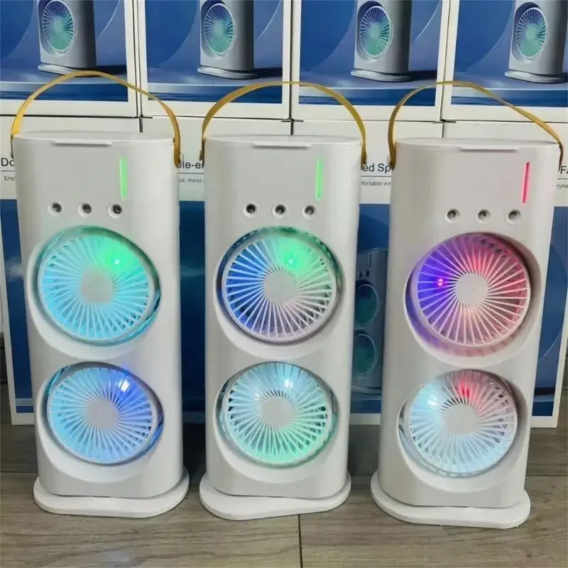 Desktop Fan Double Head Camping Ceiling Fan Cooling Plastic Desk Fan