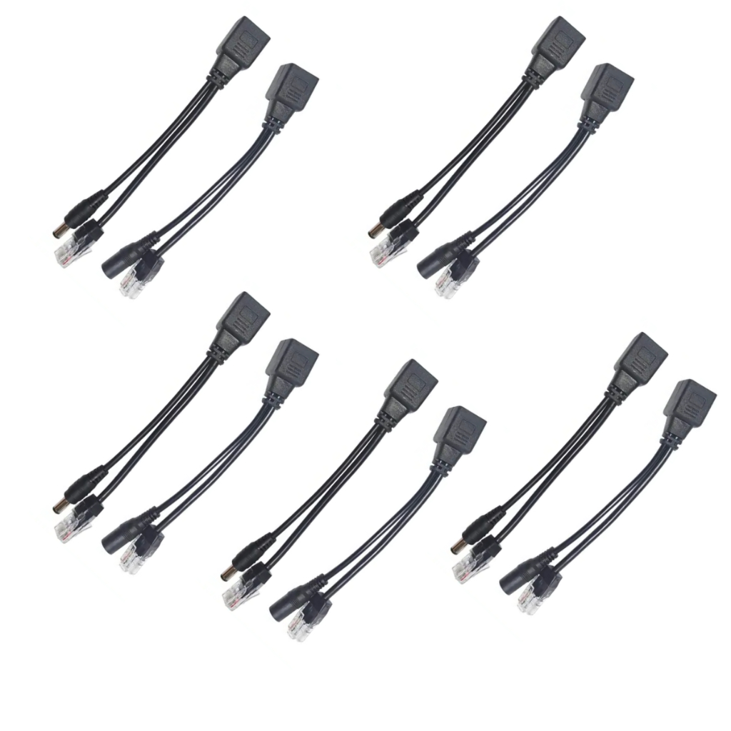 Oferta com 5 Pares De Cabo Adaptador Poe Rj45 12v 2a Ethernet Até 30m