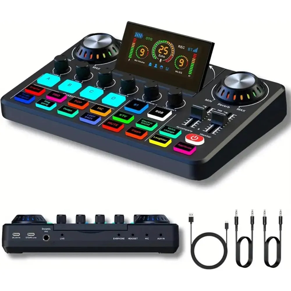 Mixer De Áudio Nuoxiange F668 Bluetooth Voice Changer Rgb