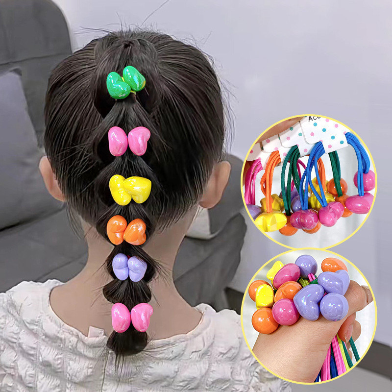 2PCS Nova Lovely Heart Shape Girls Bandas De Cabelo Elásticas Para Meninas Acessórios Crianças
