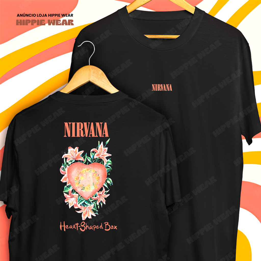 Camiseta Nirvana Heart Shaped Box Rock Grunge Música Blusa Camisa 100% Algodão