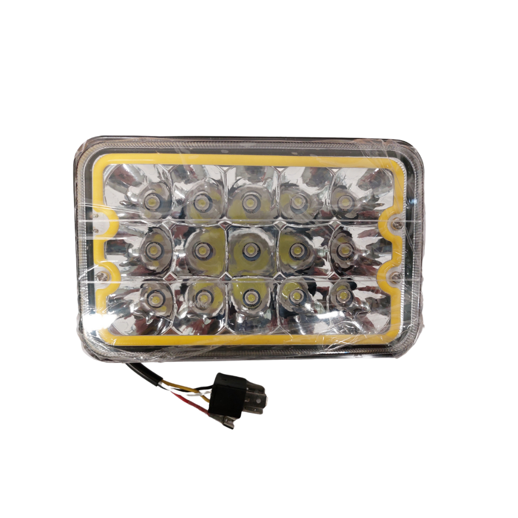 Farol Led Retangular 45w Fio Caminhão Jeep 4x4