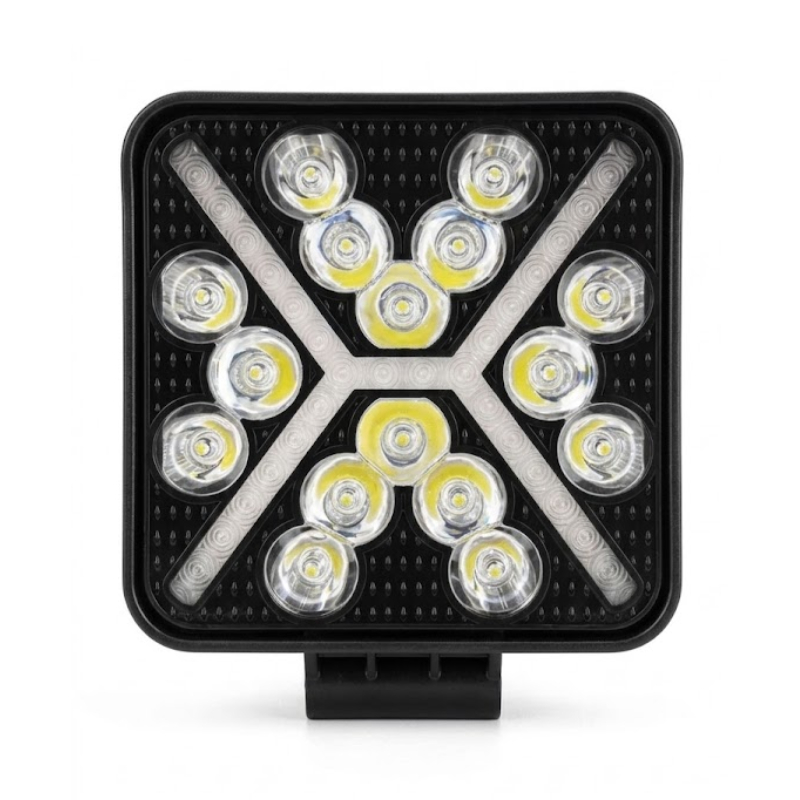 Farol de Milha Retangular Zemix ZX14 14 LED 45W 12/24V Seta/Strobo - 1un
