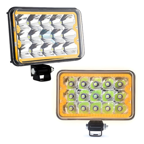 01 Farol De Milha Led Retangular 45w+ Pisca Âmbar Universal