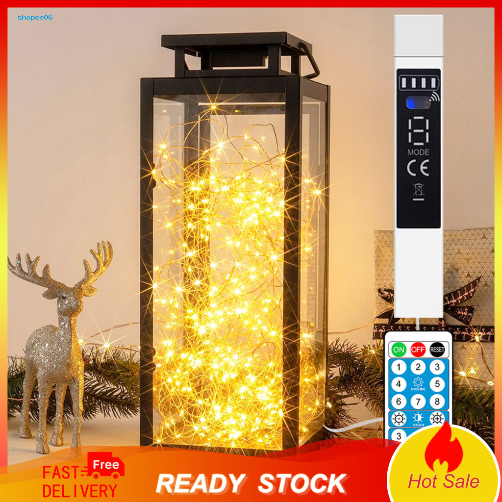 Remote Control Fairy Lights 200 Led Rechargeable 10/20m Warm White String with Timer 8 Modes Usb Powered for Wedding Chr