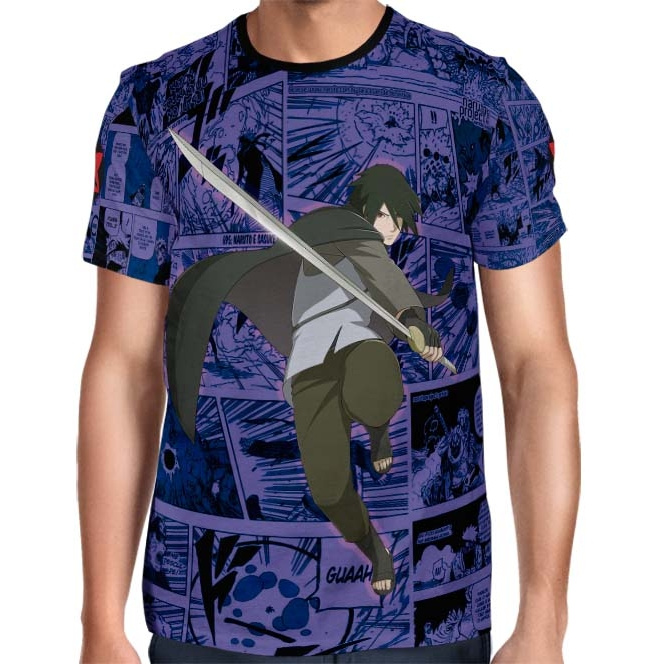 Camisa FULL Print Purple Mangá Sasuke - Naruto - Boruto