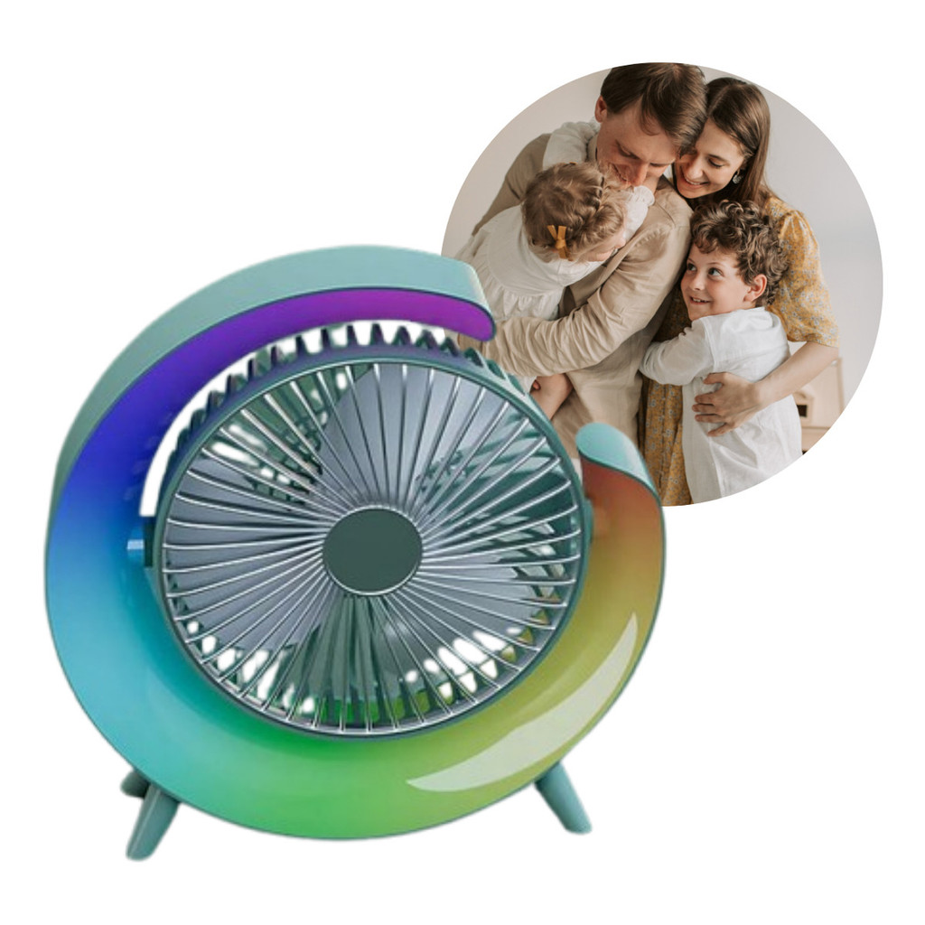 Ventilador Elétrico Colorido Rgb De Mesa Com Design Conforto