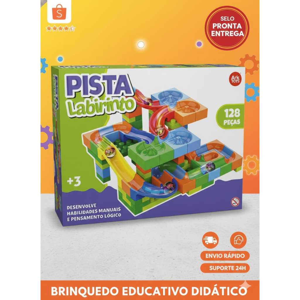 Brinquedo Pista Labirinto De Bolinhas 128 Peças Bloco De Montar Didático