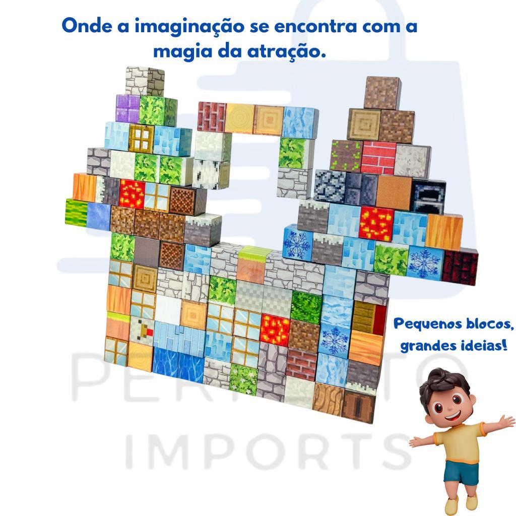 64 Peças Blocos Magnéticos Mine De Construção Criar Brincar Crianças