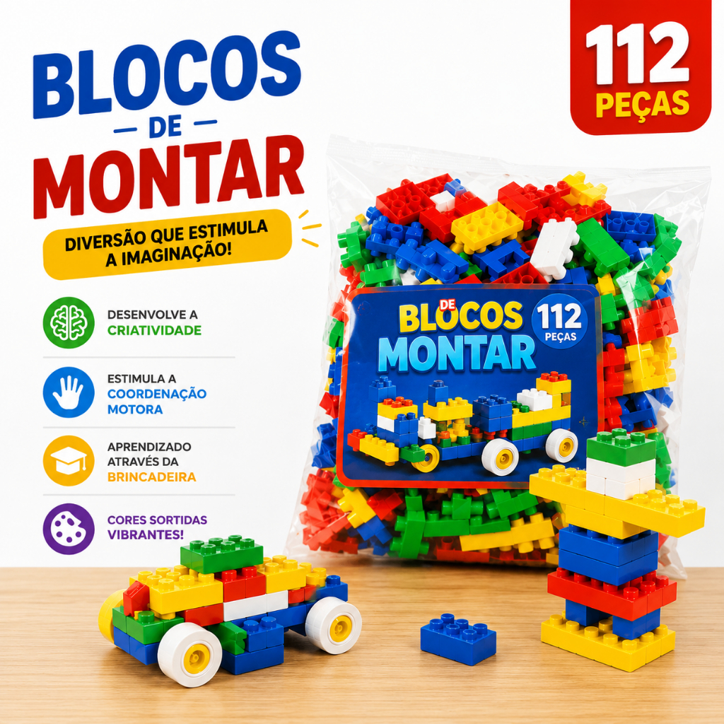 blocos de montar infantil 112 Peças peças de montar infantil brinquedos de montar infantil