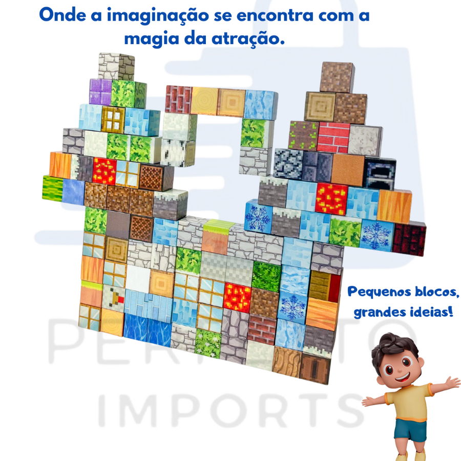 100 Peças Blocos Mine  Magnéticos De Construção Criar Brincar Crianças