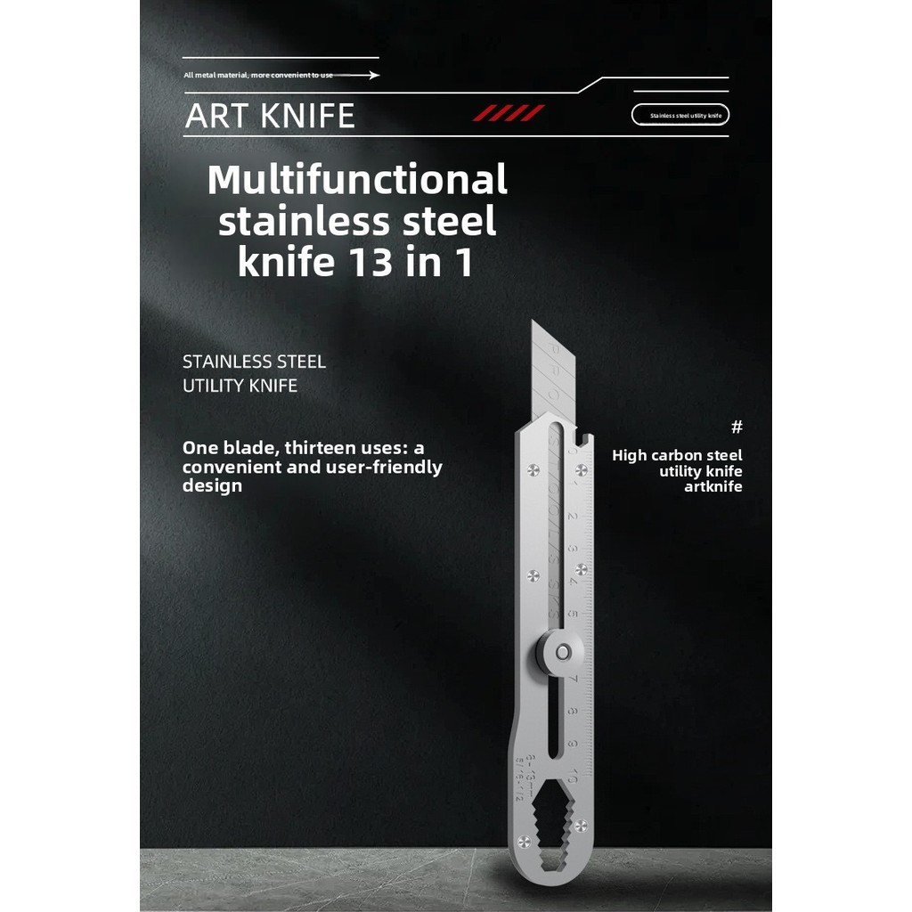 Faca utilitária Ten-in-One All-Steel Heavy Duty Multifuncional Aço Inoxidável