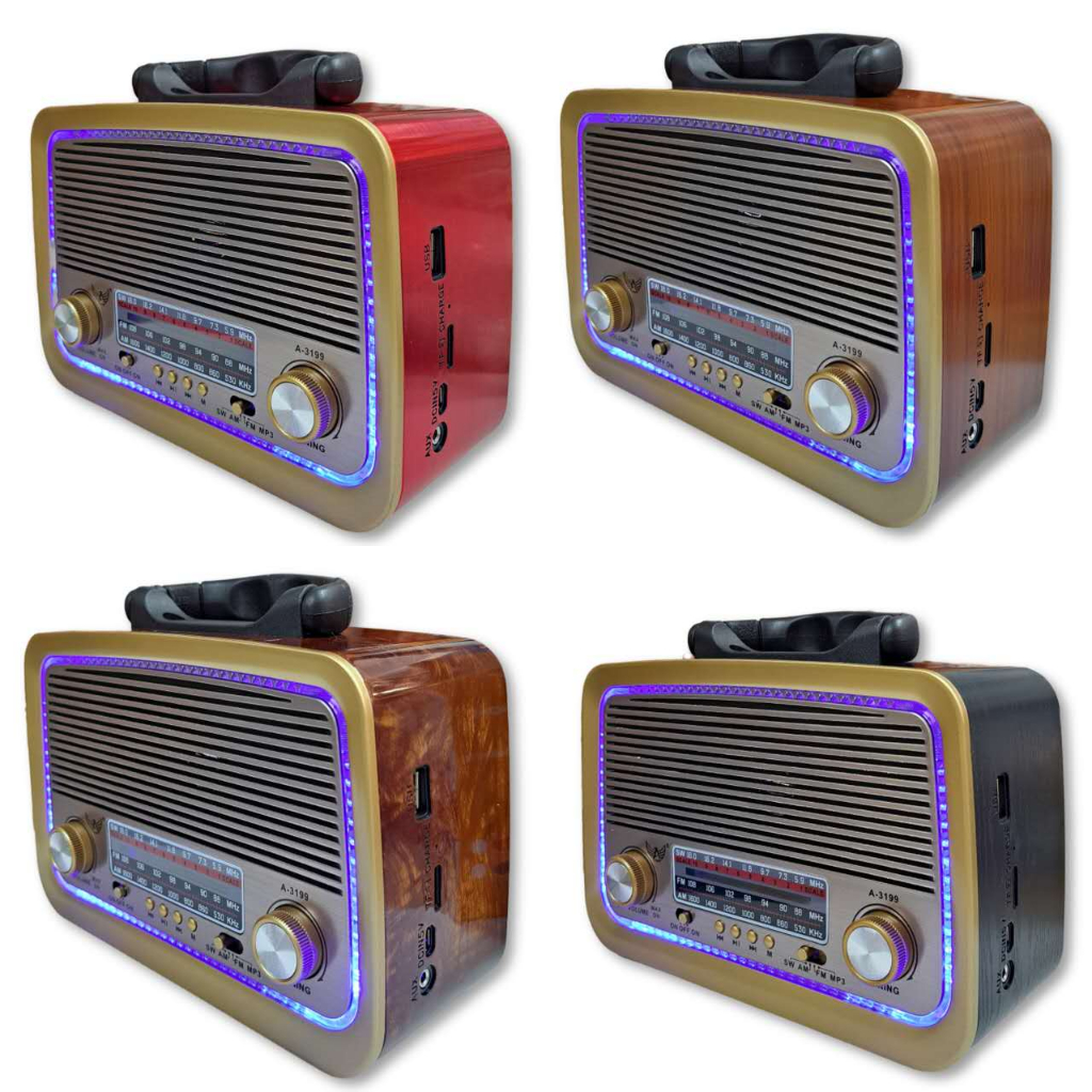 Rádio Am Fm Retro Vintage Pendrive Caixa de Som Portatil Recarregável A-3199