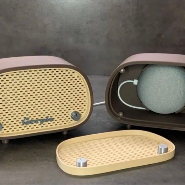Suporte Alexa Ger 3 E Google Nest Mini - Rádio Retrô Vintage