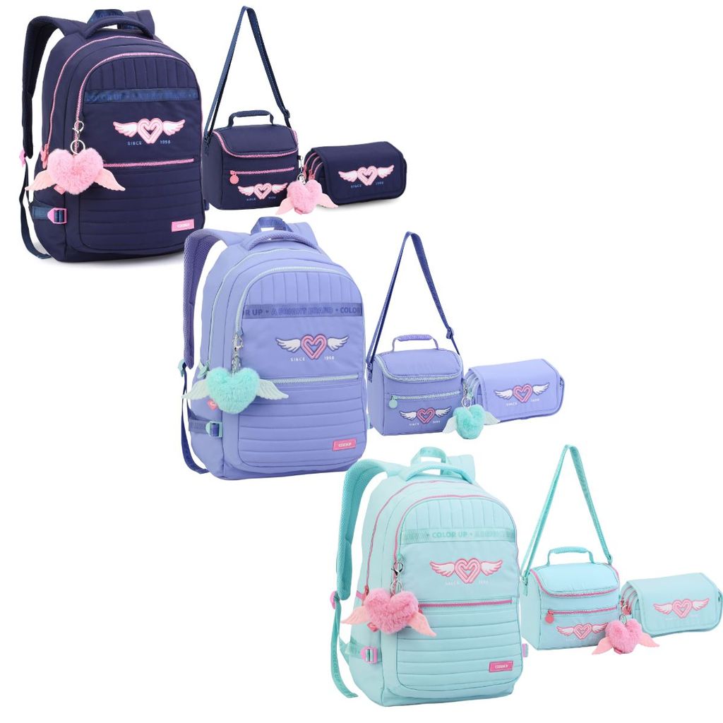Kit Mochila Lancheira Estojo ColorUp Para Laptop