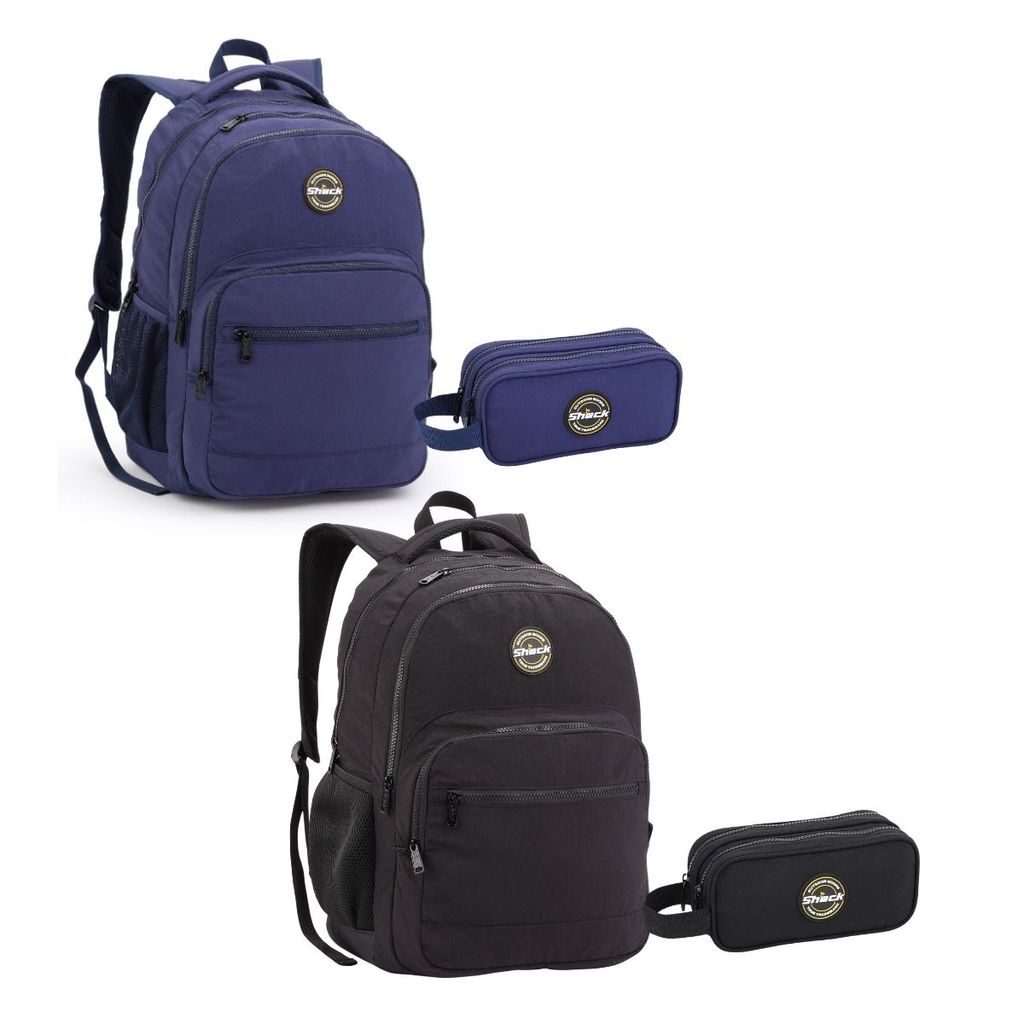 Kit Mochila Estojo em Crinckle Laptop Shock