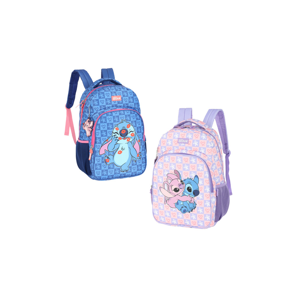 Mochila Costas Escolar p/ Laptop Disney Stitch Licenciada