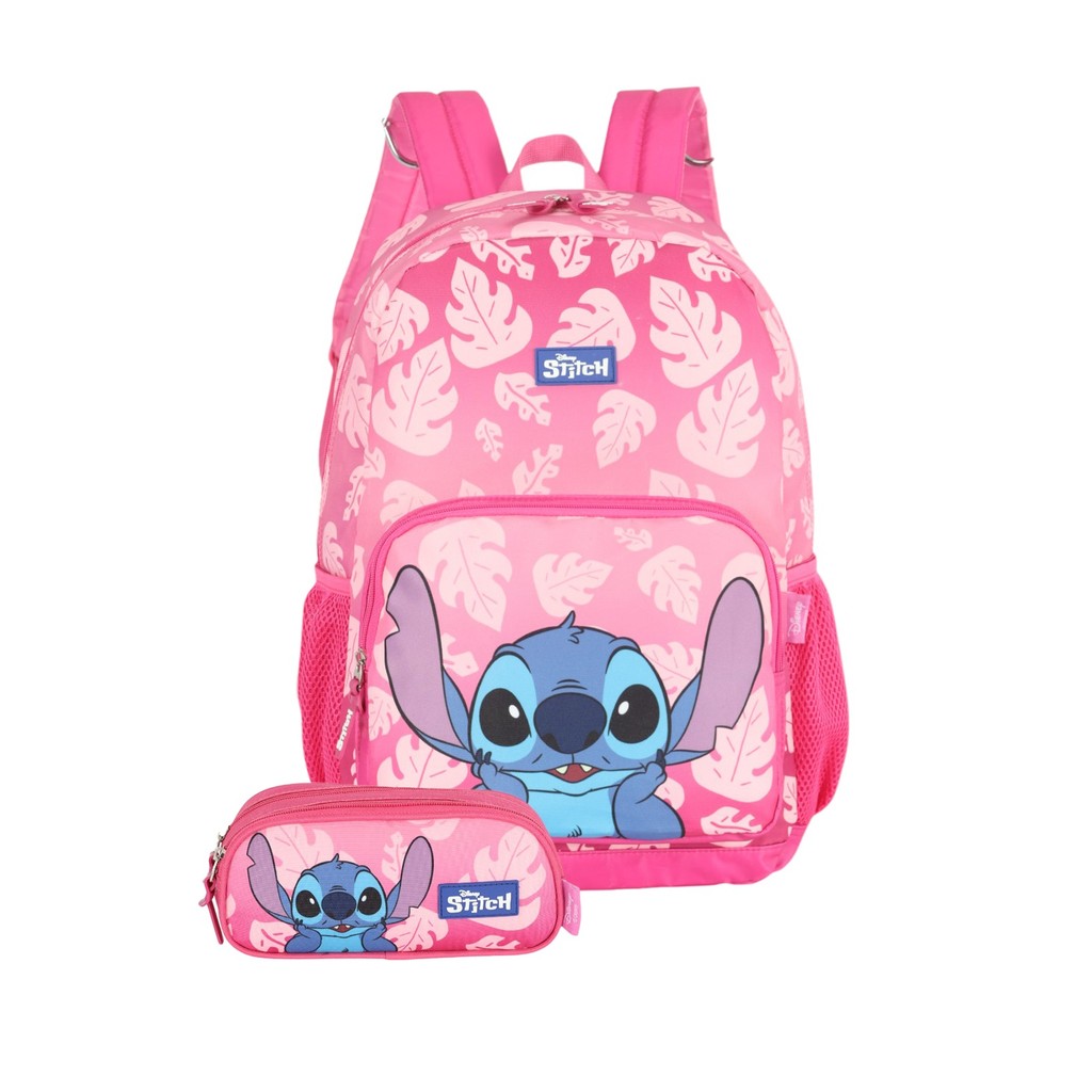 Mochila Escolar Laptop  Stitch Licenciada + Estojo