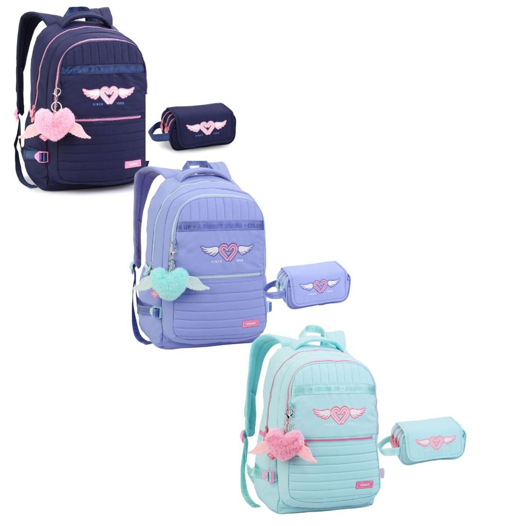 Kit Mochila Estojo ColorUp Feminino Para Laptop