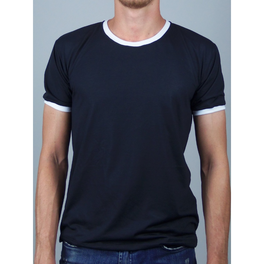 Camiseta Ringer Tee Preto Modelo Convencional Unisex - No Sense