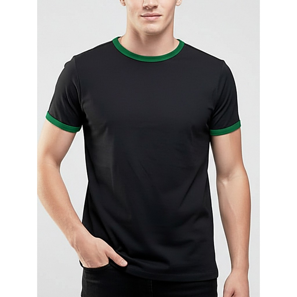 Camiseta Ringer Tee Preto Com Verde Modelo Unisex