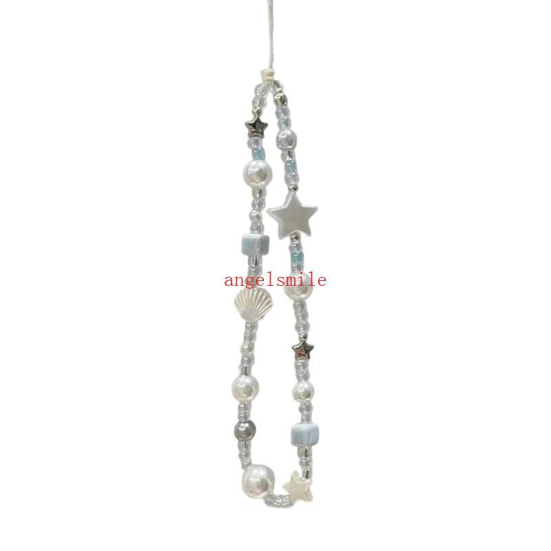 Pearls Star Shell Charm Phone Strap Cordão PVC Praia Verão Para Telefones