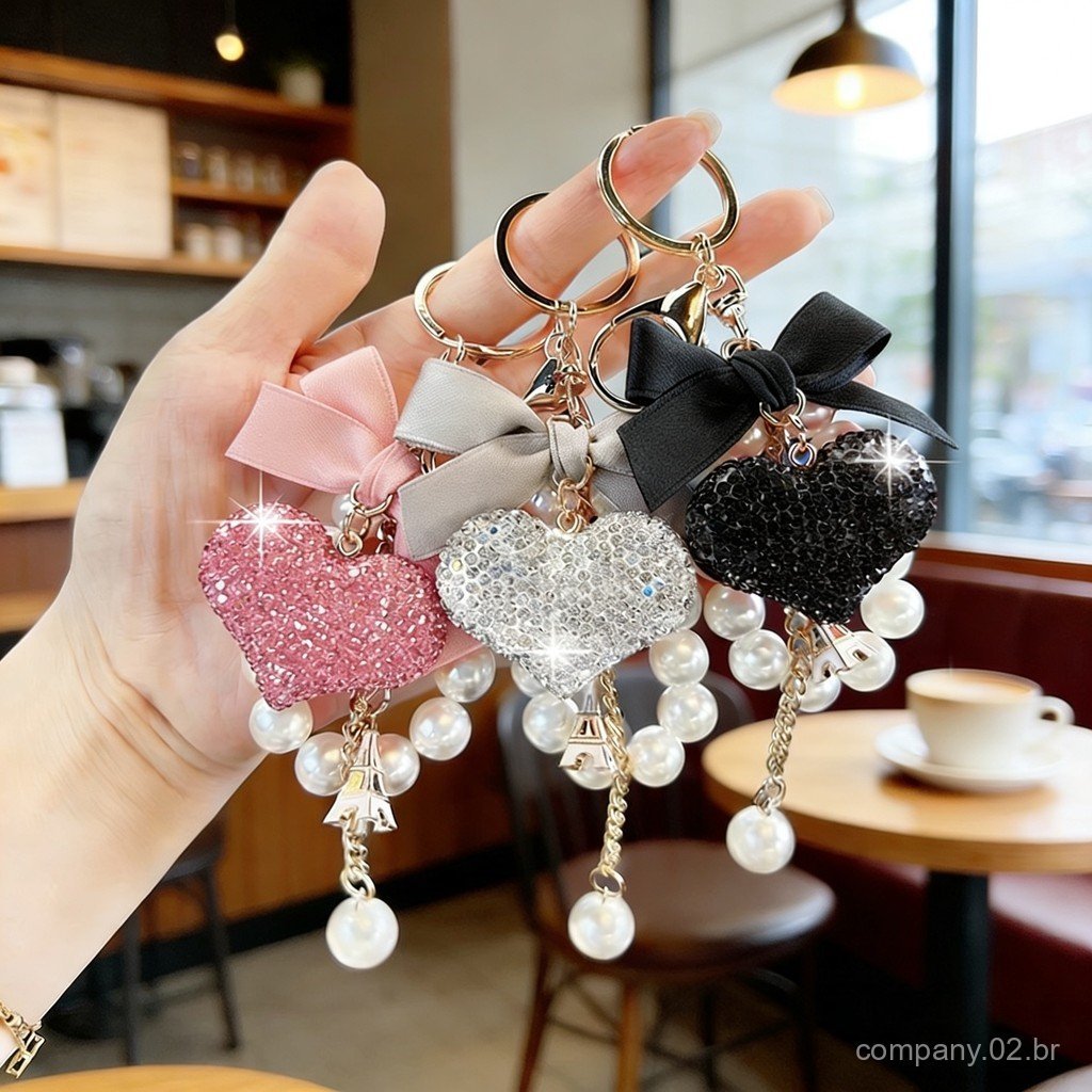 Crown Pearl Bow Keychain Pendant - Luxurious and Sophisticated Accessory for Phone, Bag, and Car Keys