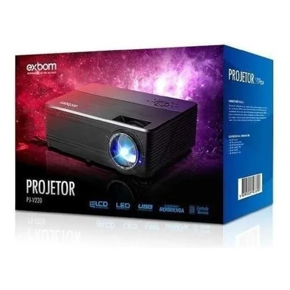 Projetor Multimídia Exbom PJ-V220 Full HD 1080p 2800 Lumens HDMI USB VGA