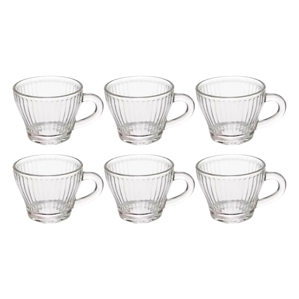 Jogo 6 Xícaras de Café Morocco Lines Vidro Transparente 90ml Em Casa Tem