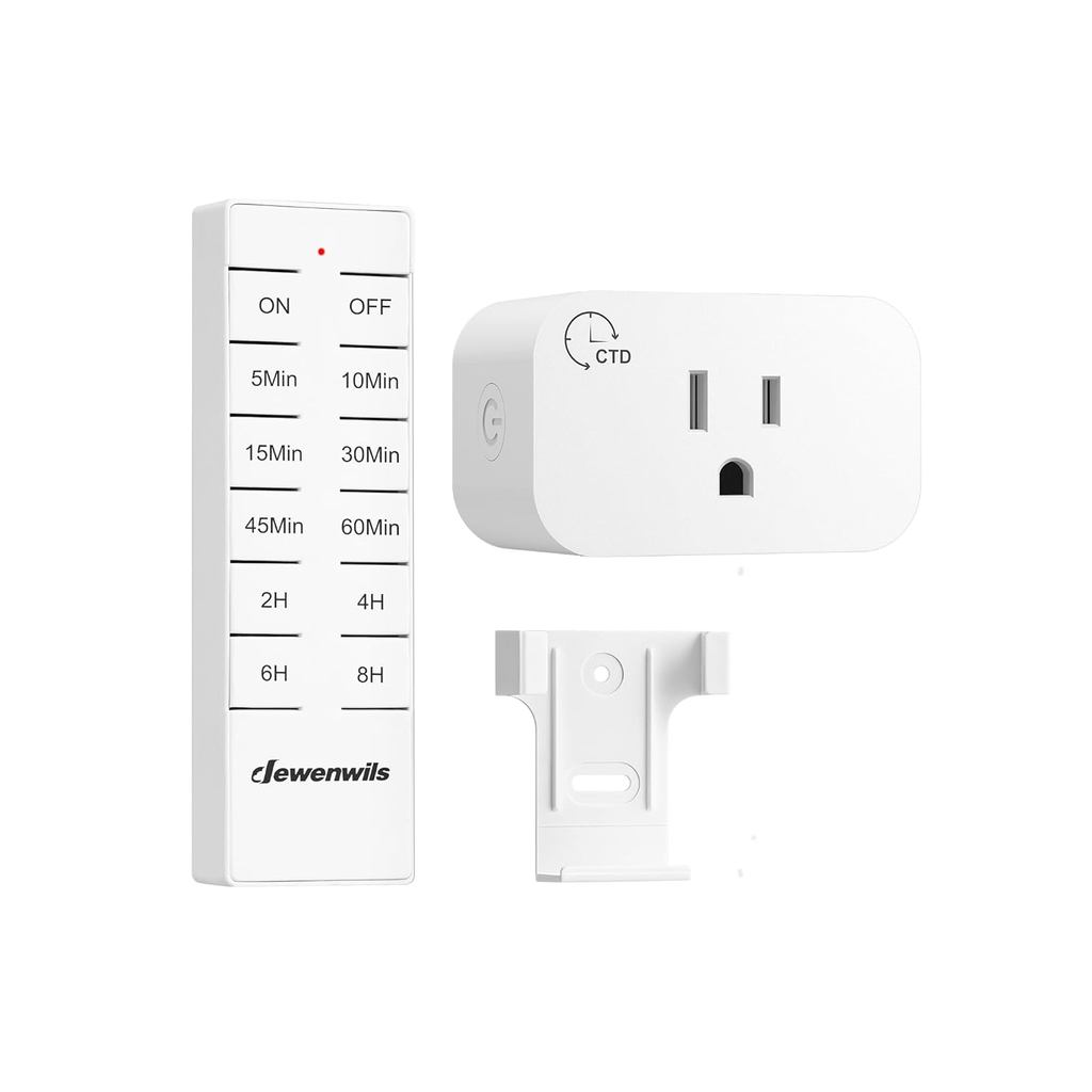 DEWENWILS Wireless Remote Control Outlet with Timer, Indoor Remote Timer Outlet, No Interference No Wiring, 15A/1875W 10