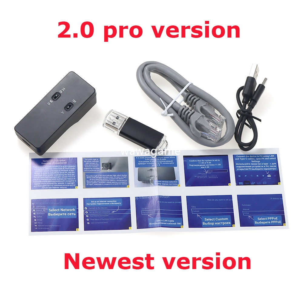 Nova Versão v2.0 pro USB Dongle JB Adaptador Para PS4 FW 9.0 11.0 Sistema Duplo Com Cabo Ethernet Tipo C Kit De Ferramentas De Uma Chave