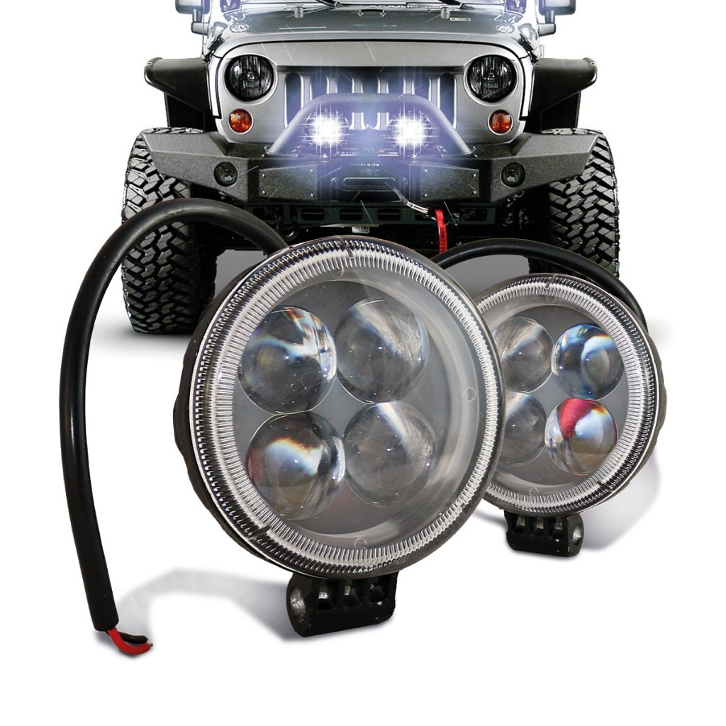 Farol Auxiliar Redondo 4 LEDs 12W 12V/24V Spot IP67 – Universal (Unidade)